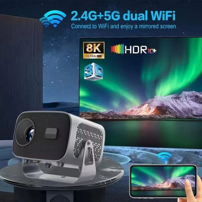 Projetor A10 Android TV 4K Dual Band WIFI 6.0 Bluetooth 5.0 Cinema Portátil Escritório Sala em promoção na Shopee
