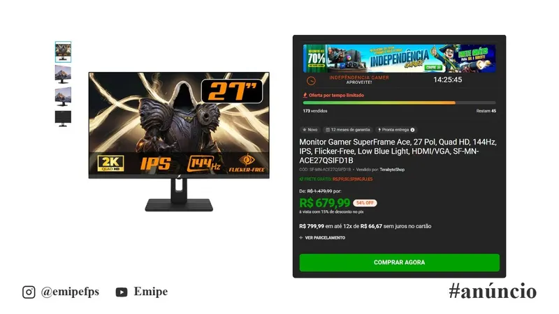 Monitor SuperFrame Ace em promoção