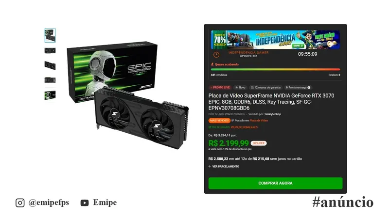 RTX 3070 em promoção