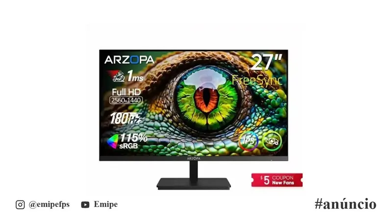 Monitor Arzopa 27 Fast HDMI DP em promoção