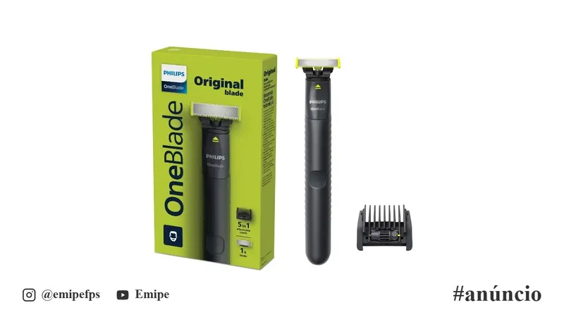Barbeador e Aparador Elétrico Philips OneBlade com Pente 5 em 1, Sem Fio e À Prova D'Água Qp1425/10 em promoção na Mercado Livre