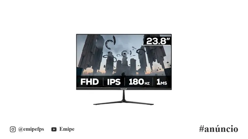 Monitor Gamer TGT Altay TS6, 23.8 Pol, IPS, FHD, 1ms, 180Hz, HDMI/VGA, TGT-ATTS6-BL02 em promoção na Shopee