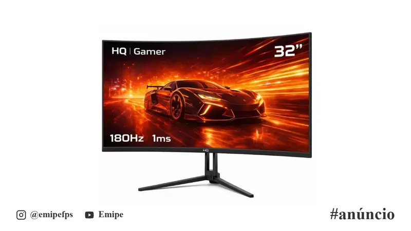 Monitor Gamer HQ Ultra 32" Curvo, 1ms, 180Hz, Quad HD (QHD) - 2560x1440, AMD FreeSync, HDMI, DP, HQ32C180 em promoção na Shopee