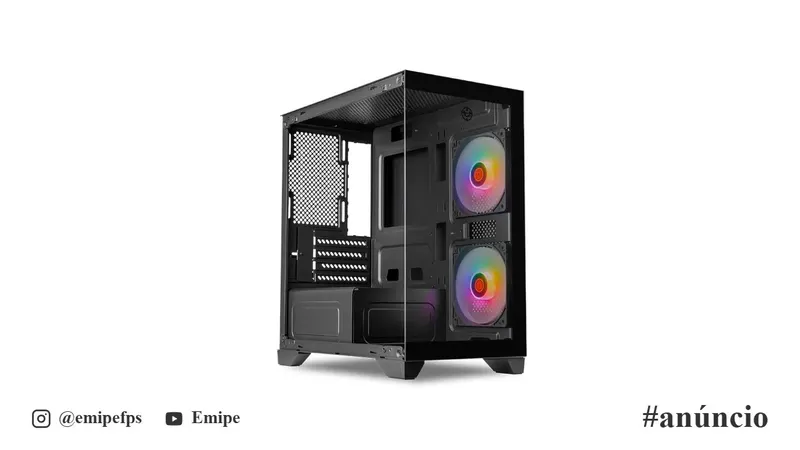 Gabinete Gamer TGT Gladiator, Rainbow, Mid-Tower, Lateral de Vidro, com 2 Fans, Preto, TGT-GLD-BK em promoção na Shopee