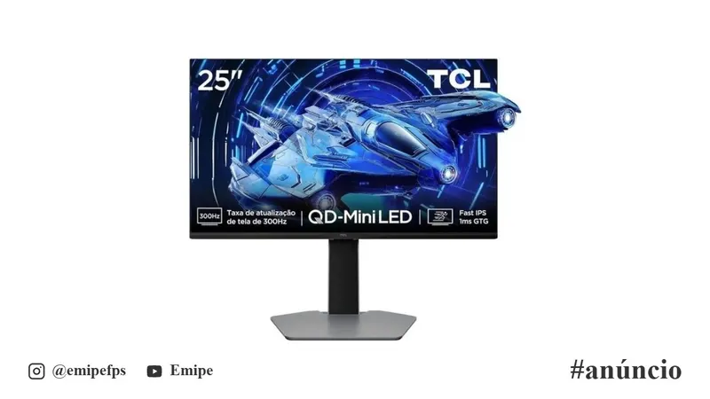 Monitor Gamer TCL 25 QD-Mini LED Full HD 300Hz 2 HDMI 25G64 em promoção na Shopee