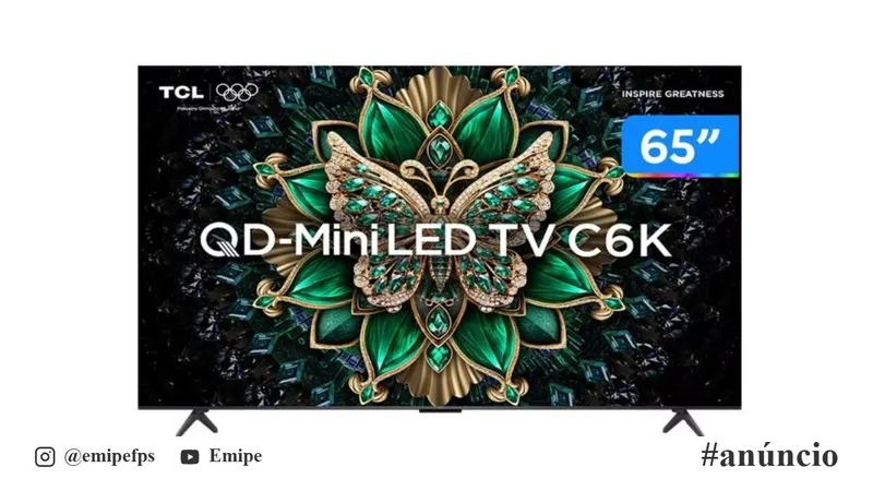Smart TV 65" TCL 4K UHD MiniLED 65C6K 120Hz Google TV AIPQ Google Assistente 4 HDMI 2 USB em promoção na AliExpress