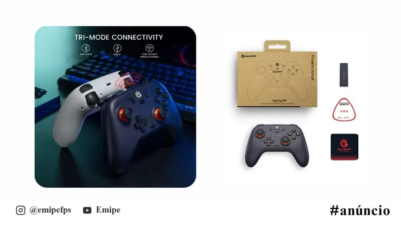Controle Sem Fio Gamesir T4 Nova Lite, Hall Effect em promoção na AliExpress