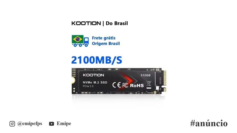 SSD Kootion X15Lite NVMe M2 512GB em promoção