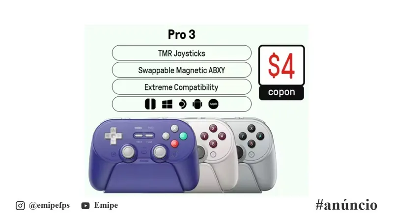 Controle Gamer 8BitDo Pro 3 Retrô, para Switch 1/2 Windows, Apple, Joysticks TMR, Retro em promoção na AliExpress