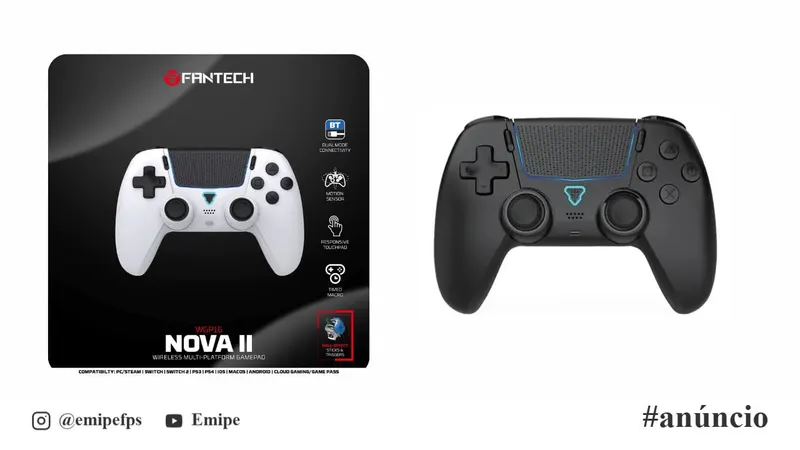 Controle Fantech Nova II WGP16 com Sensor Giroscópio, Hall Joystick e Gatilho, para PlayStation 4, Nintendo Switch, Nintendo Switch 2, PC, Android, iOS, Steam em promoção na AliExpress