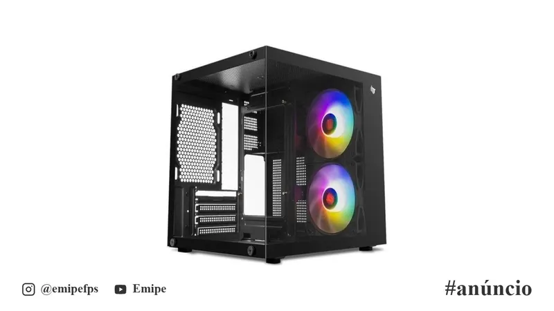 Gabinete Gamer Aquário Pichau Atom X, Mini-Tower, Lateral de Vidro, com 2 Fans, Preto, PG-ATOMX-BK em promoção na Shopee