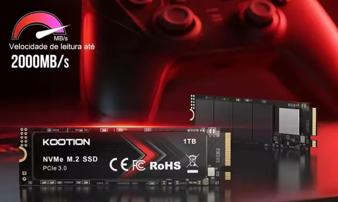 SSD NVMe 512GB Kootion M.2 Gen3 PCIe 3.0 - Leitura: 1600-1800 MB/s, Escrita: 1000-1200 MB/s em promoção na AliExpress