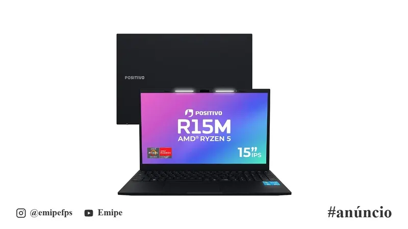 Notebook Positivo Vision R15M, AMD Ryzen 5 5625U, Linux, 8GB RAM, 256GB SSD, Wi-Fi 6, Tela 15" Full HD IPS Antirreflexo em promoção na Mercado Livre