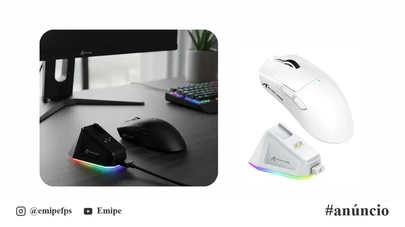 Mouse Sem Fio com Dock Attack Shark X11, Sensor PAW3311 em promoção na AliExpress