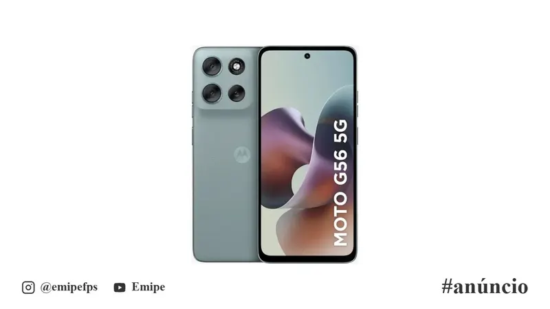 Smartphone Motorola Moto G56 5G, 256GB, 8GB RAM + 8GB RAM Boost, Câmera 50MP Sony Lytia 600, Ultrarresistência Militar, IP68 + IP69, Cinza em promoção na Mercado Livre