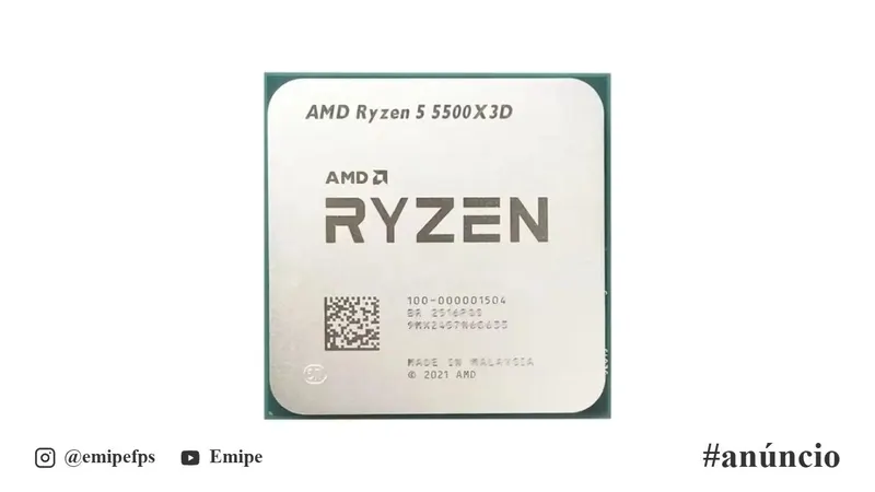 Processador AMD Ryzen 5 5500X3D, 4.0GHz Max Turbo, Cache 96MB, AM4, DDR4 em promoção na Shopee