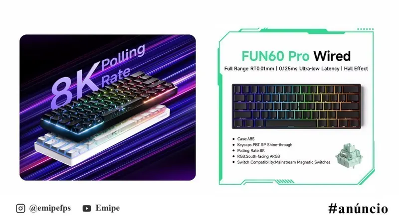 Teclado Magnético MonsGeek Akko Fun60 em promoção na AliExpress