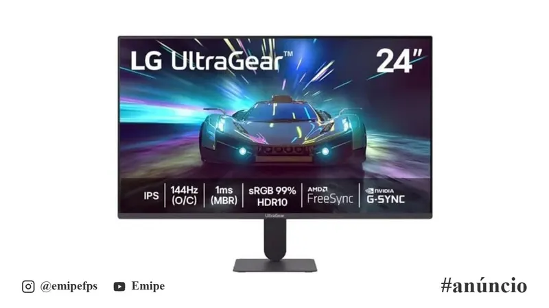 LG UltraGear Monitor Gamer 24" IPS 144Hz (O/C) 1ms (MBR) Full HD (1920x1080) HDR10 NVIDIA G-SYNC AMD FreeSync, Preto - 24G411A em promoção na Amazon