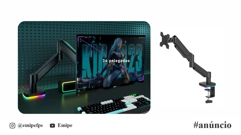 Braço Articulado Monitor RGB - 8 Efeitos de Iluminação 17" - 34" Polegadas - Com HUB integrado. em promoção na AliExpress