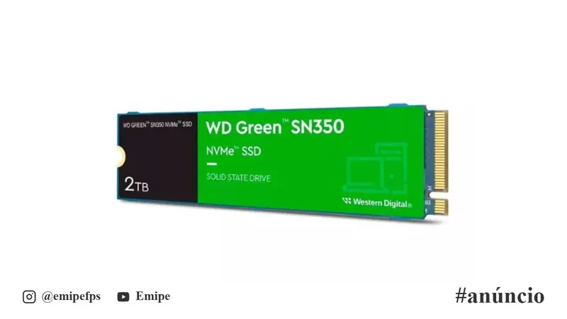 SSD WD Green SN350, 2TB, M.2 2280, NVMe PCIe 3.0, 3200MB/s, WDS em promoção na Shopee