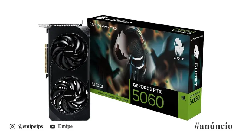 GAINWARD Placa Gráfica RTX 5060 Ghost 8GB GDDR7 128bit 3-DP HDMI NE75060019P1-GB2063B VD9198 em promoção na Amazon