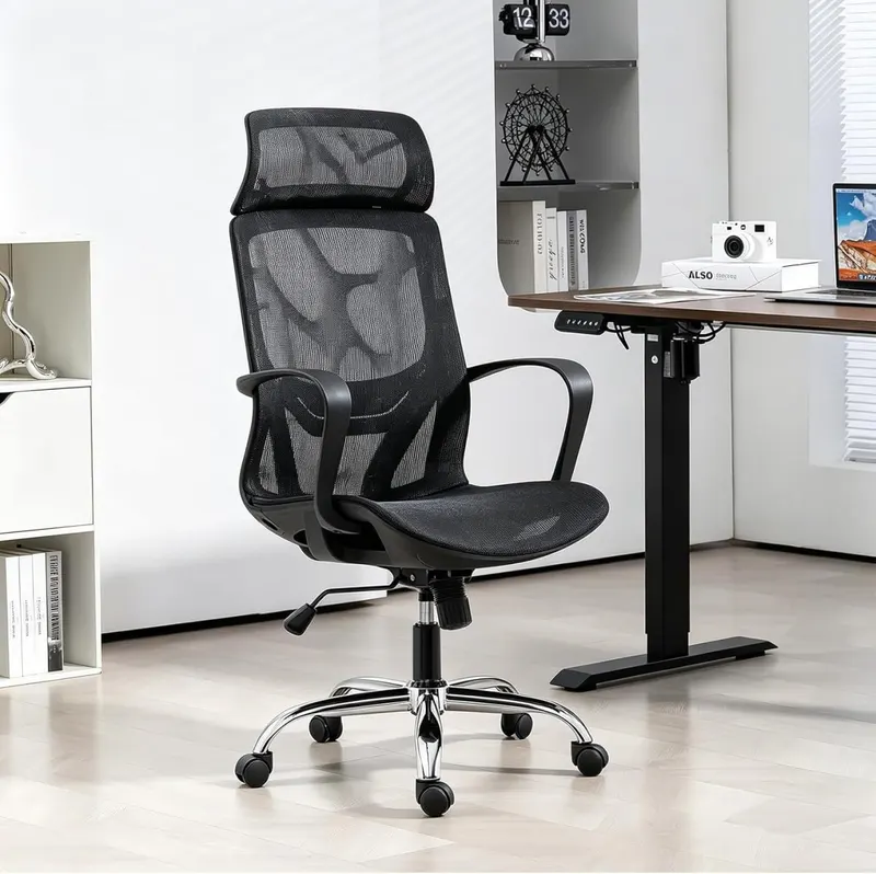 Cadeira de Escritório Ergonômica em Malha, Assento em Formato U, Altura Ajustável Ideal para Escritório e Home Office (Preto) em promoção na Amazon