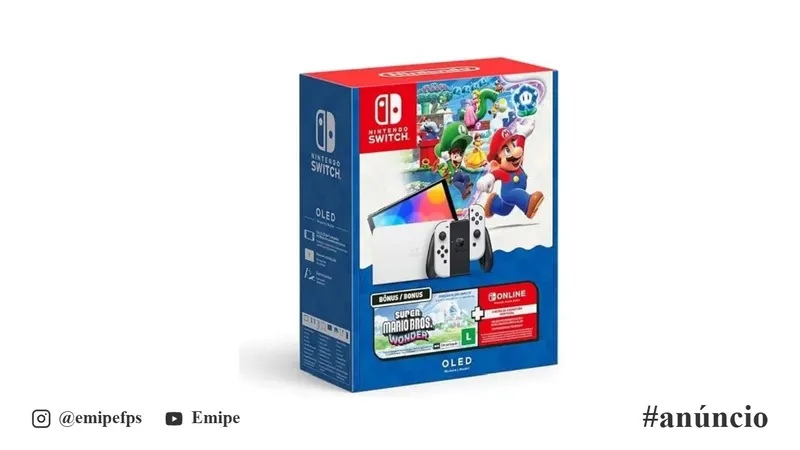 Console Nintendo Switch OLED Nintendo Bundle Super Mario Bros. Wonder - 3 Meses Nintendo Switch Online, 64GB, Branco em promoção na Shopee