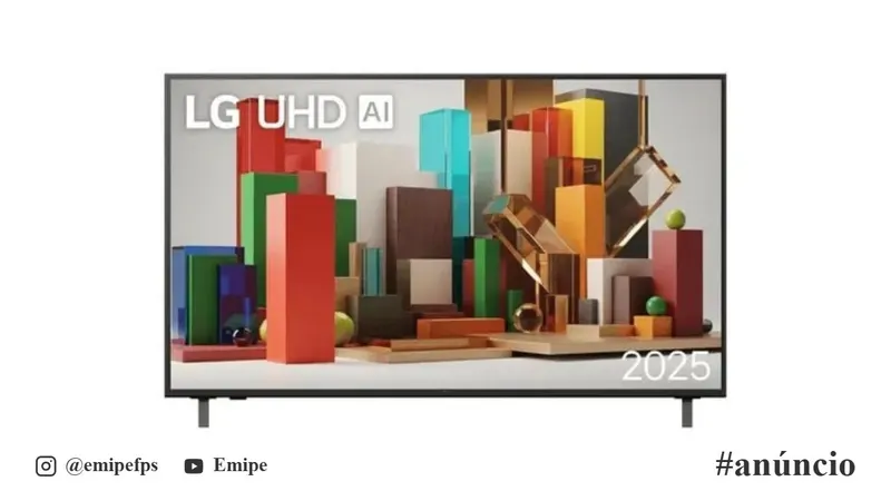 Smart TV LG UHD 55" 4K 55AU801, Processador α7 AI Ger8, Super Upscaling, Google Cast, Alexa Integrada, Controle AI Smart Magic, webOS 25 em promoção na Mercado Livre