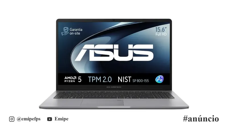 Notebook ASUS ExpertBook P1, Ryzen 5 150, Tela IPS, 8GB RAM (Expansível até 64GB), SSD de 512GB (Expansível), Teclado Retroiluminado, Certificação Militar, Windows 11 em promoção na Mercado Livre