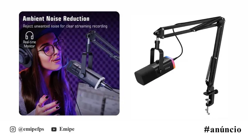 Kit Microfone Fifine Ampligame AM8T USB/XLR + Suporte Articulado em promoção na AliExpress