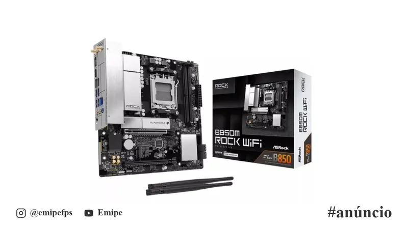 Placa-Mãe ASRock B850M Rock WiFi, Chipset B850, AMD AM5, mATX, DDR5 em promoção na Shopee