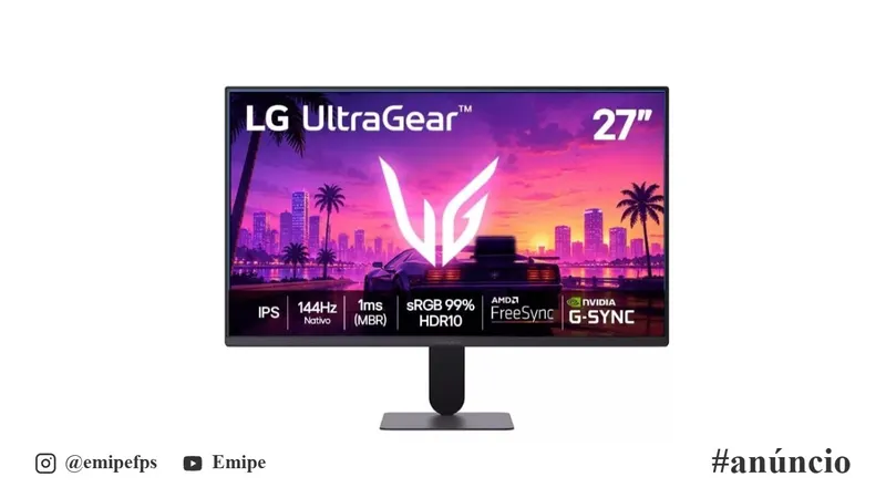 Monitor Gamer LG UltraGear 27" FHD 144Hz IPS - 27G411B-B em promoção na Shopee