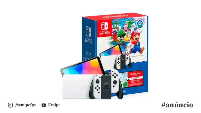 Console Nintendo Switch OLED 64GB Mario Bros Wonder em promoção na Shopee