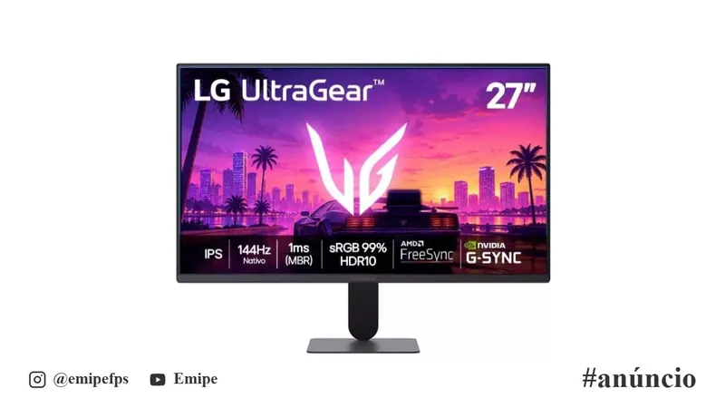 Monitor Gamer LG UltraGear 27" FHD 144Hz IPS - 27G411B-B em promoção na Shopee