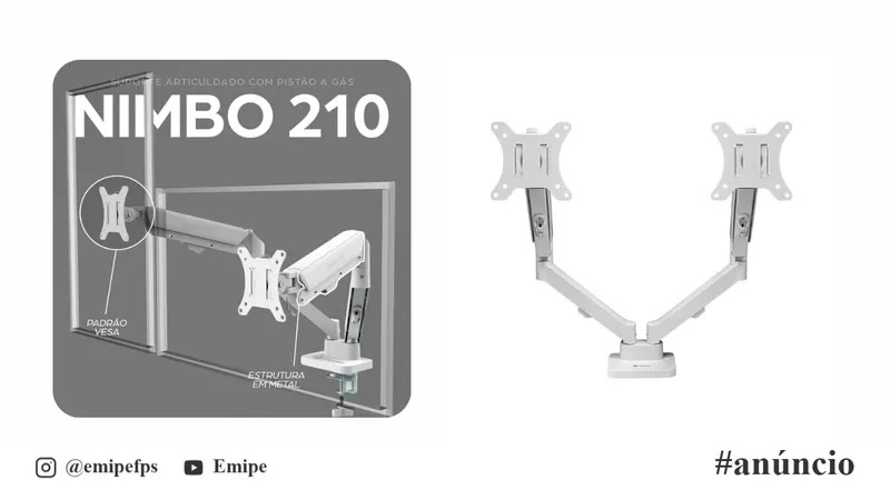 Suporte Articulado para 2 Monitores 13" a 32" Pistão a Gás Zinnia Nimbo 210 Branco em promoção na Shopee