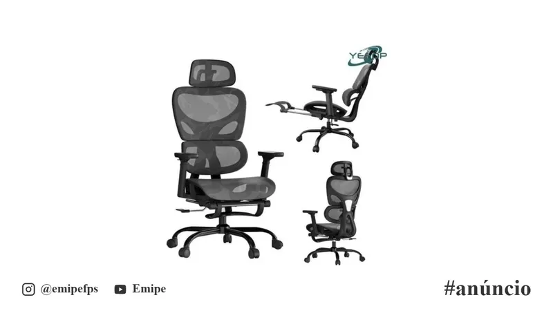Cadeira de Escritório Ergonômica Yesop com Apoio Lombar e de Pernas Assento Zero Gravity Preto em promoção na Shopee