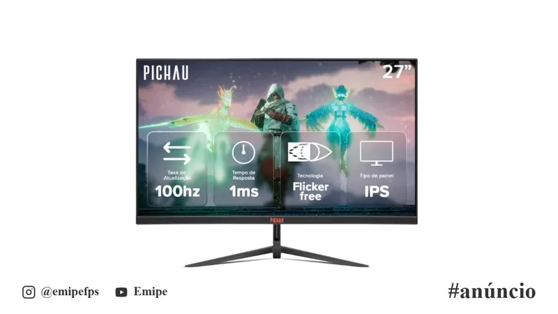 Monitor Gamer Pichau Athen V3S, 27 Pol, IPS, FHD, 1ms, 100Hz, HDMI/VGA, PG-ATH27V3S-BL02 em promoção na Shopee