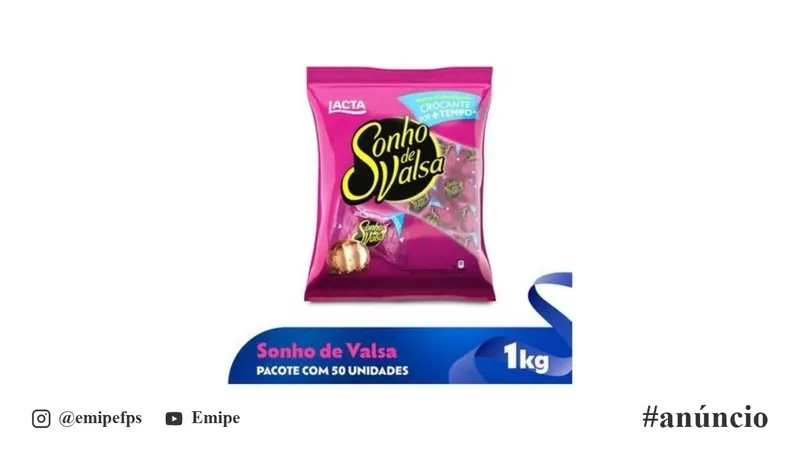 Bombom Sonho de Valsa 20g Pacote 1kg em promoção na Shopee