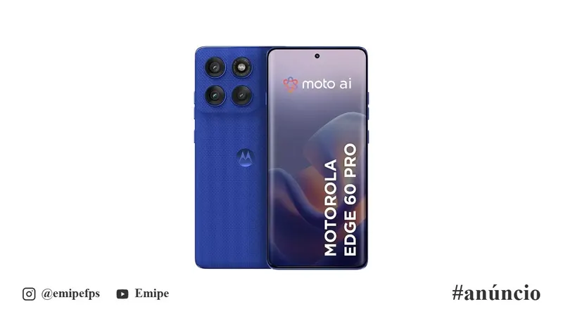 Smartphone Motorola Edge 60 Pro 5G, 256GB, 12GB RAM + 12GB RAM Boost, Tela Quad-Curve, Moto AI, Câmera Sony Ultra Wide de 50MP, Resistência Militar, IP68 + IP69, Azul em promoção na Mercado Livre