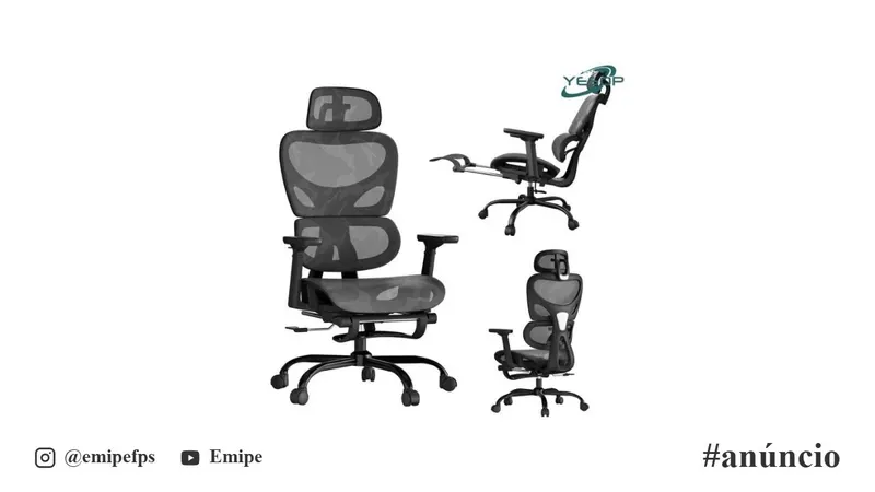 Yesop Cadeira de Escritório Ergonômica com Apoio Lombar e de Pernas, Assento Zero Gravity, Preto em promoção na Shopee