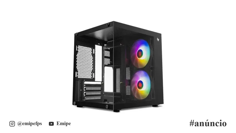 Gabinete Gamer Aquário Pichau Atom X, Mini-Tower, Lateral de Vidro, com 2 Fans, Preto, PG-ATOMX-BK em promoção na Shopee