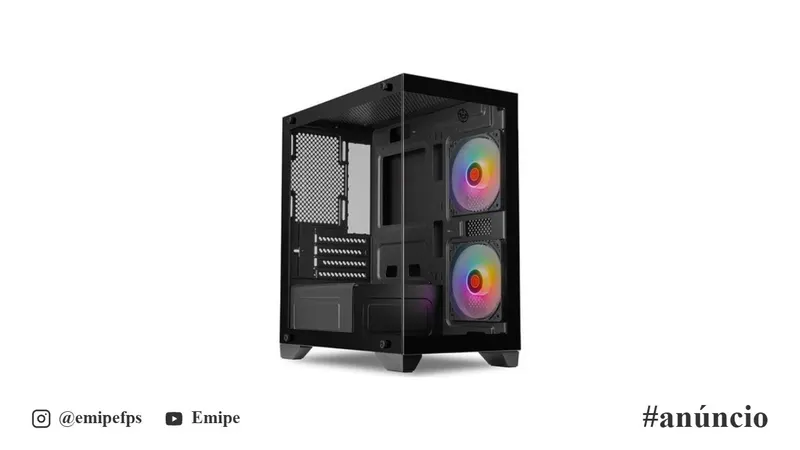 Gabinete Gamer TGT Gladiator, Rainbow, Mid-Tower, Lateral de Vidro, com 2 Fans, Preto, TGT-GLD-BK em promoção na Shopee