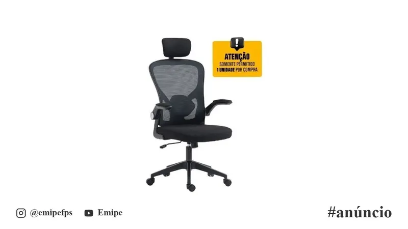 Cadeira de Escritório Diretor Giratória Dr.Office, Mesh, Braço Ajustável, Regulagem de Altura, Preta em promoção na Shopee