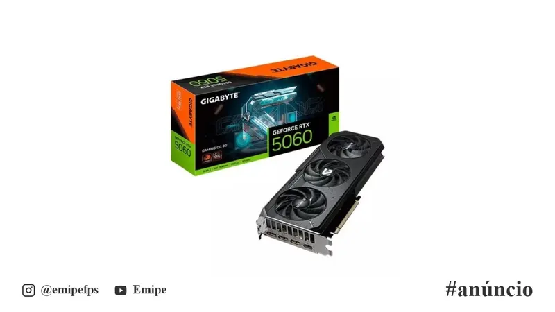 Placa de Vídeo Gigabyte GeForce RTX 5060 GAMING OC, 8GB, GDDR7, 128-bit, GV-N5060GAMING OC-8GD em promoção na Shopee
