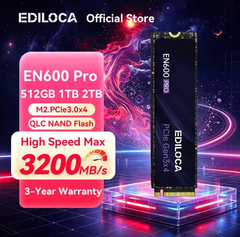 SSD NVMe Ediloca EN600 PRO 512GB 3000MB/s em promoção na AliExpress