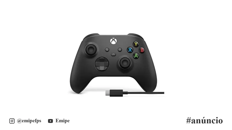 Controle para Xbox Sem Fio Preto + Cabo USB-C em promoção na Shopee