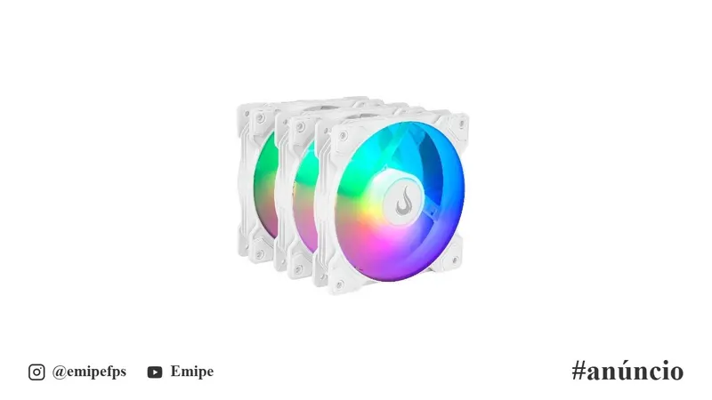 Kit 3 Ventoinhas Rise Mode X, 120mm, ARGB, Branco em promoção na Shopee