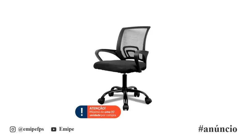 Cadeira de Escritório Zinnia Hera L, Assento Estofado, Base Giratória, Preto, ZNO-HRAL-BK02 em promoção na Shopee