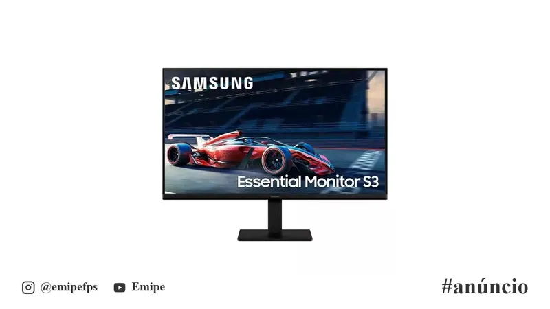 Monitor Gamer Samsung S3 24" FHD, IPS, 100Hz, HDMI e VGA, Preto, LS24D300GALMZD em promoção na Shopee