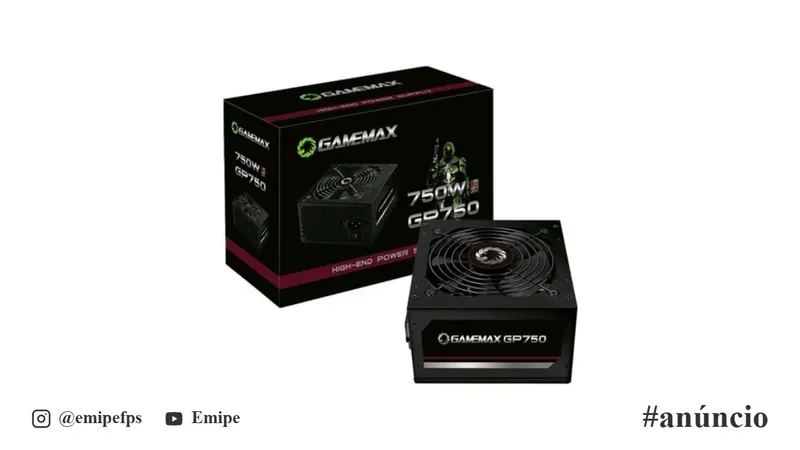 Fonte ATX Gamemax 750W GP750 com Cabo PFC Ativo 80 Plus Bronze Preto em promoção na Shopee